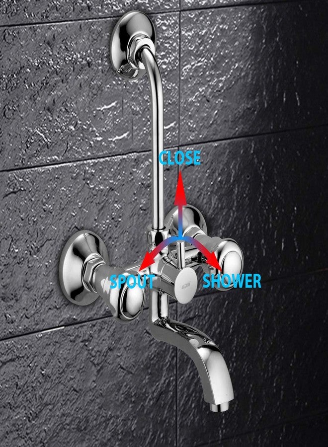 ALTON SHN3095 Brass Wall Mixer with Provision for Over Head Shower and 190mm Long Bend Pipe (Chrome) - Image 3